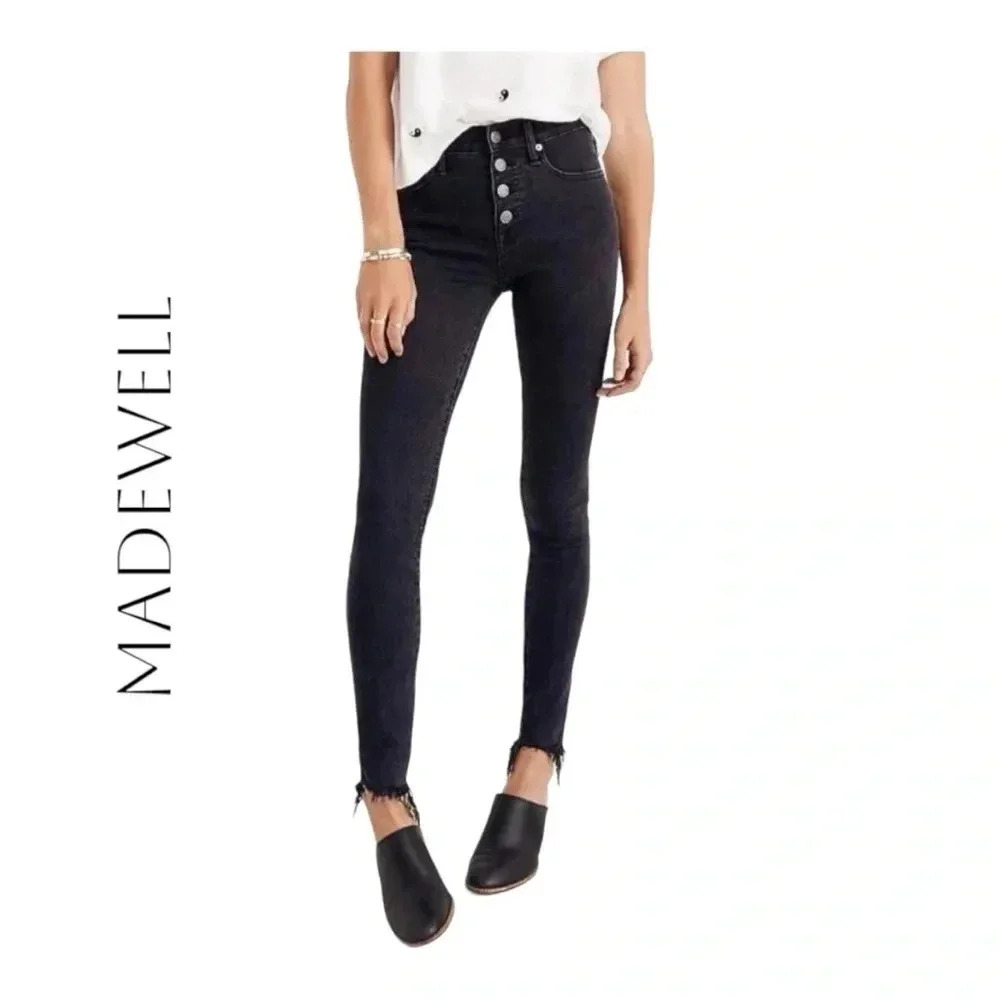 0368W. MADEWELL 9” HIGH RISE SKINNY DENIM JEANS‎ SIZE 26 BLACK IN COLOR
